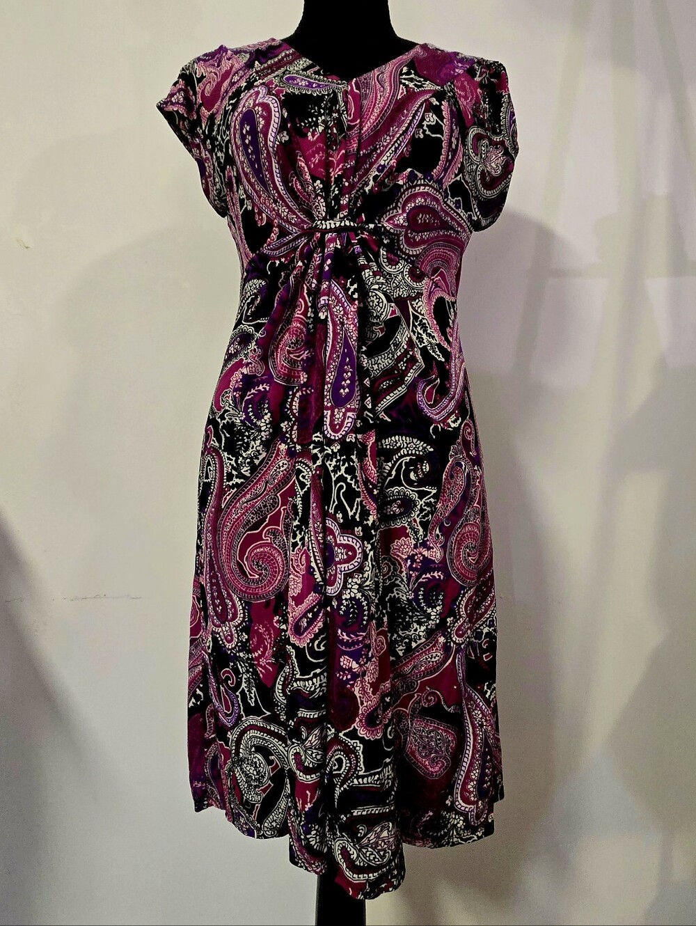 Apt. 9 Fuchsia and Black Paisley Midi Dress